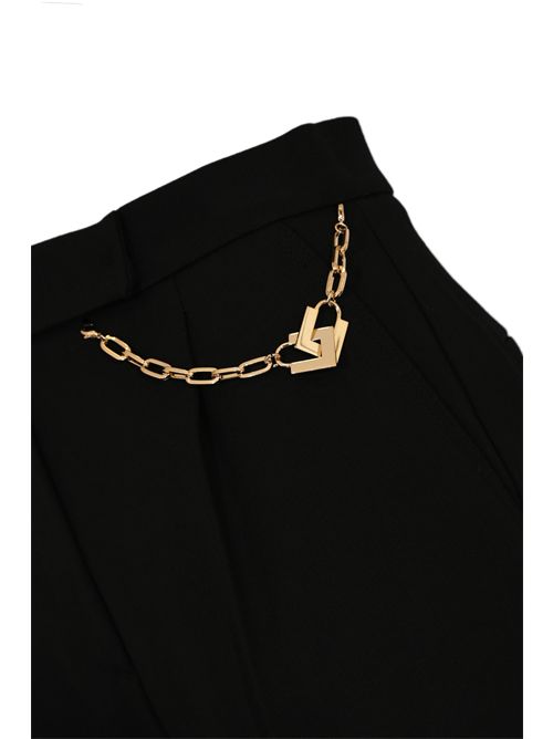 Shorts in gabardina di viscosa con logo gioiello Nero Elisabetta Franchi | SH00561E2110